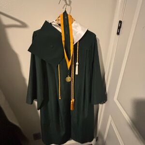 Green Graduation Gown with Cap and Tassel